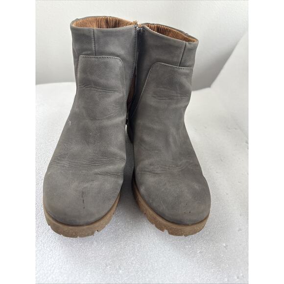 Korks By Kork Ease Esmeralda Lug Sole Leather Platform Ankle Boots Gray 8.5M - Picture 4 of 16